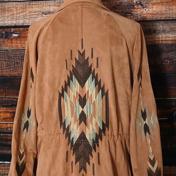 Miss Me Jacket S Faux Suede Embroidered Double Breasted Bohemian - Picture 5 of 12